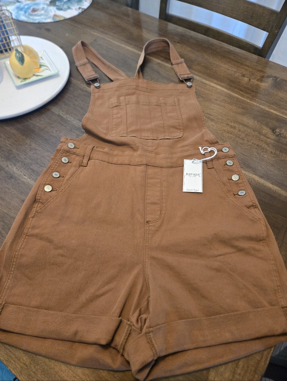 Judy Blue Women's Rust-Orange Short Overalls